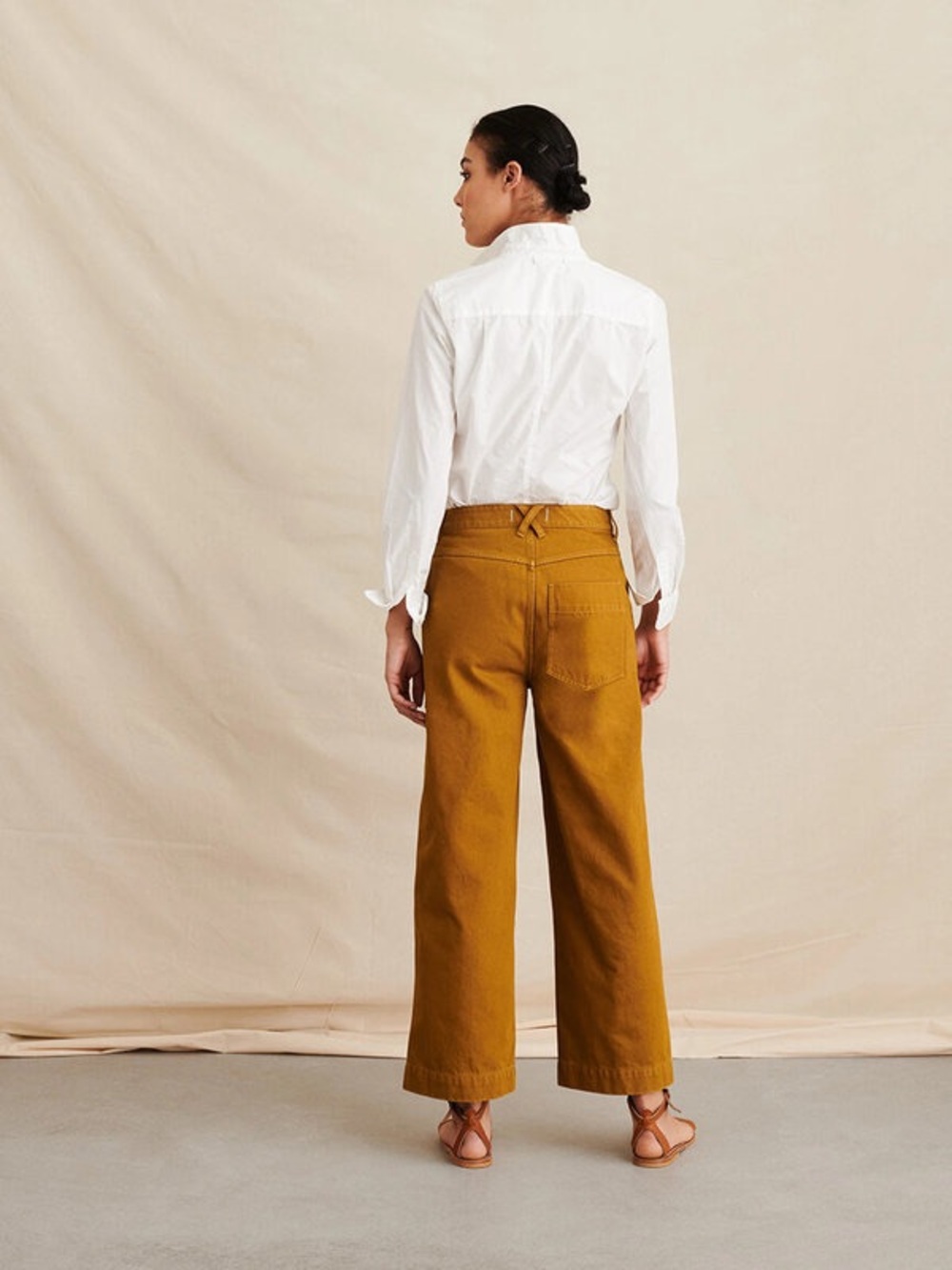 Alex Mill Patrick Washed Denim Wide Leg Pants Golden Khaki Ochre Size 4 Cargo - Picture 2 of 16